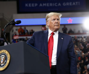 President Donald Trump speaks at a campaign rally, Tuesday, Dec. 10, 2019, in Hershey, Pa.