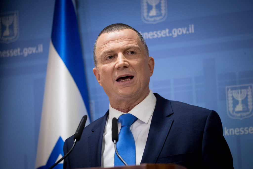 Knesset Speaker Yuli Edelstein in the Knesset, the Israeli parliament in Jerusalem, on January 12, 2019.
