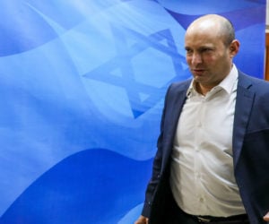 Defense Minister Naftali Bennett arrives to the weekly cabinet meeting, at the Prime Minister's Office in Jerusalem, on December 1, 2019.