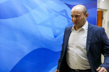 Defense Minister Naftali Bennett arrives to the weekly cabinet meeting, at the Prime Minister's Office in Jerusalem, on December 1, 2019.