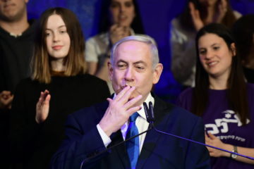 Prime Minister Benjamin Netanyahu at an event marking the 8th night of the Jewish holiday of Chanukah, on December 29, 2019.