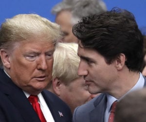 U.S. President Donald Trump, left, and Canadian Prime Minister Justin Trudeau