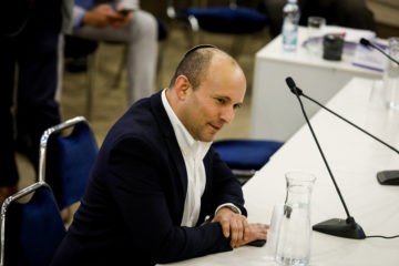 Naftali Bennett, Israeli Defense Minister and head of the New Right party, arrives to present his list to the Central Elections Committee, at the Knesset, the Israeli parliament, in Jerusalem, on January 15, 2020.