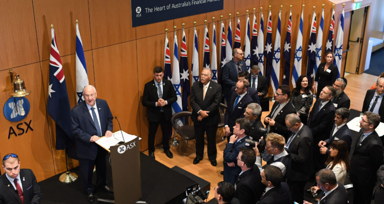 President Rivlin opens day’s trading at the Australian Securities Exchange
