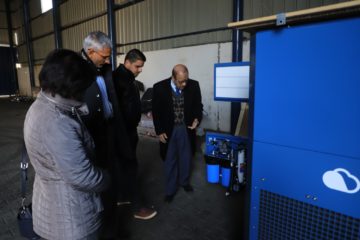Watergen’s GEN-M water-from-air generator is placed in a Gaza neighborhood.