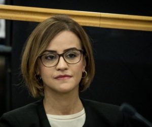 Joint List MK Heba Yazbak during the Central Elections Committee discussion of requests to disqualify her from running in the upcoming Knesset Election, at the Knesset, January 29, 2020.