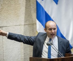 Defense Minister Naftali Bennett speaks in the Knesset, the Israeli parliament in Jerusalem.