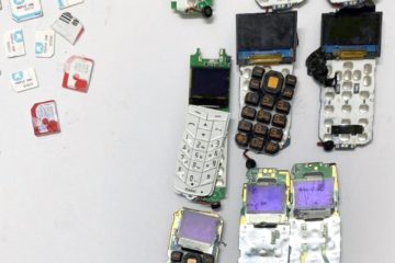 Smuggled cellphones extricated from detainee's lower abdomen.