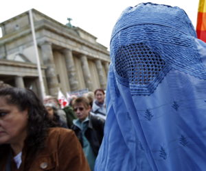 A woman wears a burqa in Berlin.