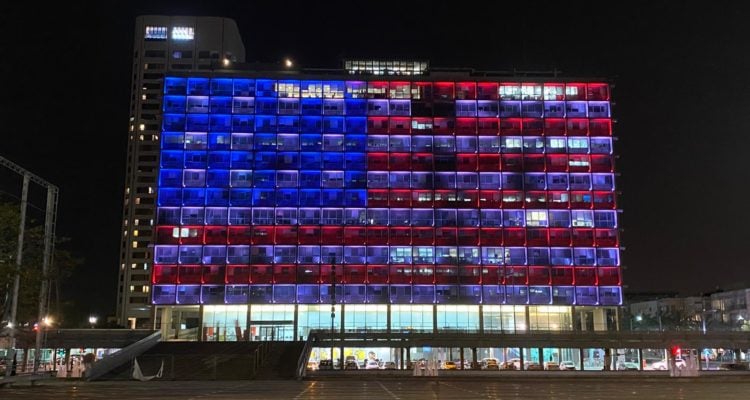 Tel Aviv city hall lights up in solidarity with America