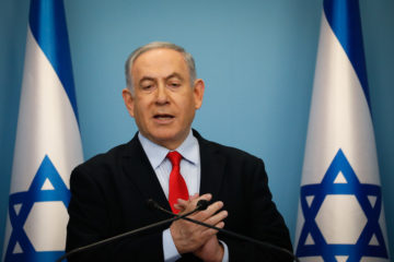 Benjamin Netanyahu holds a press conference on the coronavirus.