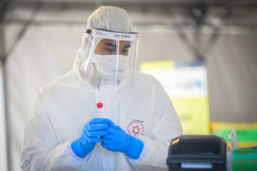 a drive-through site for Coronavirus testing samples collection in Tel Aviv