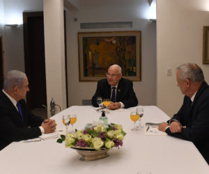President Rivlin at meeting with MKs Gantz and Netanyahu III - 15 March 2020