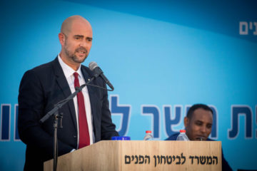 Newly appointed minister of Public Security Amir Ohana in Jerusalem on May 18, 2020. (Flash 90/Yonatan Sindel)