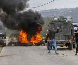Palestinian rioters near Nablus