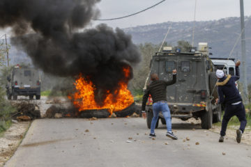 Palestinian rioters near Nablus