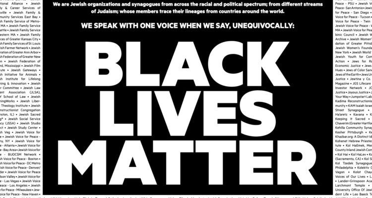 Over 600 Jewish groups sign ad saying ‘Black Lives Matter’