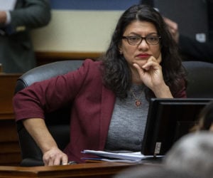 Rep. Rashida Tlaib, D-Mich., at a hearing of the House Committee on Oversight and Reform, on Capitol Hill, Wednesday, Feb. 12, 2020, in Washington. (AP Photo/Alex Brandon)