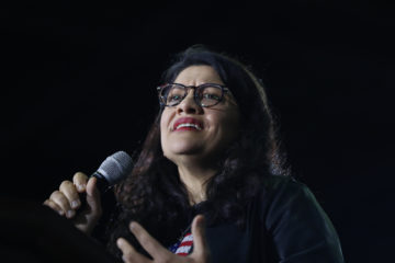 Rep. Rashida Tlaib, D-Mich., speaks at a a campaign rally for Democratic presidential candidate Sen. Bernie Sanders, I-Vt., in Detroit, Friday, March 6, 2020. (AP Photo/Paul Sancya)