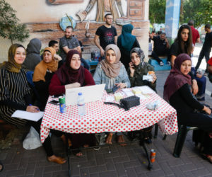 Arab Israelis seen at a voting station during the Municipal Elections, on October 30, 2018, in Kafr Qasim. (Flash90/Roy Alima)