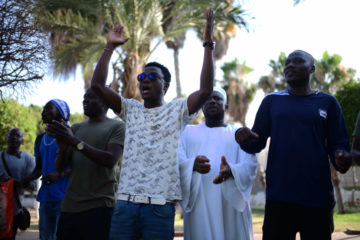 Sudanese demonstrate in South Tel Aviv, June 30, 2019. (Flash90/Tomer Neuberg)