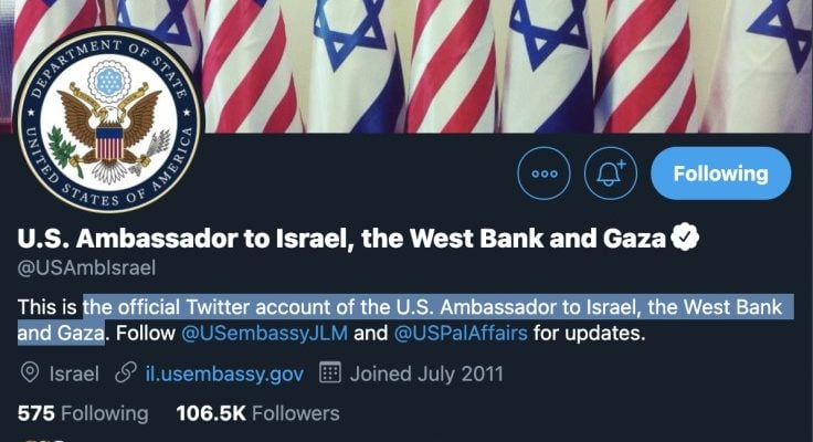 Biden reverses change to ‘US ambassador to Israel’ title on Twitter after blowback