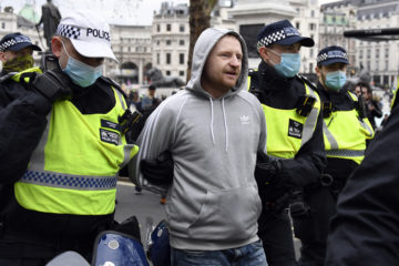 Virus Outbreak Britain Europe Protests