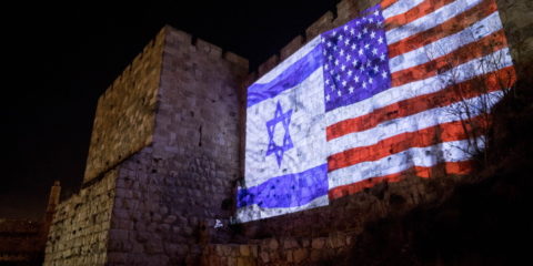 Israeli and American flags