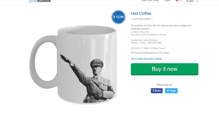 GearBubble sells Nazi-glorifying merchandise online, despite removal request