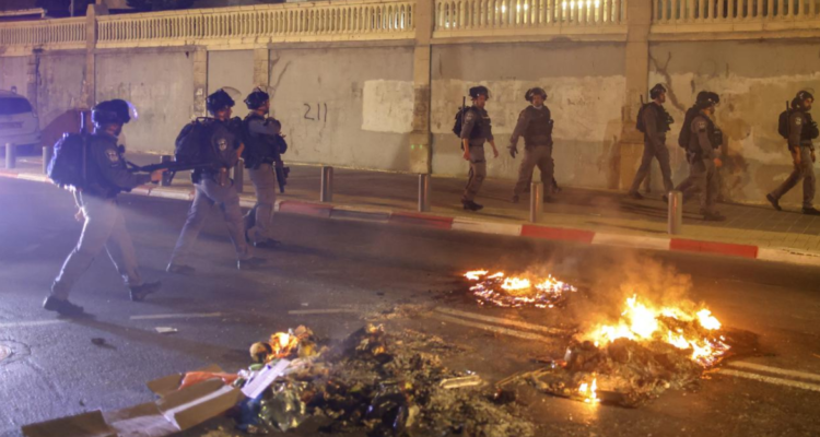 Three arrested, flag burned in second night of Jaffa protests