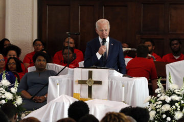 President Joe Biden speaks at a church