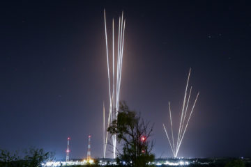 Rockets seen fired from the Gaza strip