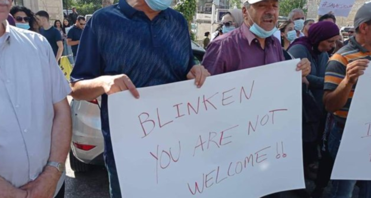 ‘Not welcome’: Palestinians protest Blinken’s Ramallah visit