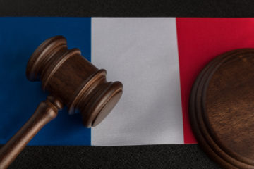 Justice,Mallet,On,France,Flag,Close,Up.,Constitutional,Law.,French