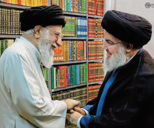 Iran's Supreme Leader Ayatollah Ali Khamenei (l) meets with Hassan Nasrallah, head of Hezbollah