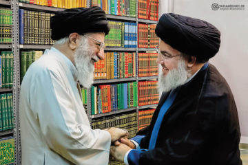 Iran's Supreme Leader Ayatollah Ali Khamenei (l) meets with Hassan Nasrallah, head of Hezbollah