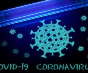 Coronavirus,And,Covid-19,Molecules,Under,Uv,Light.,The,Concept,Of