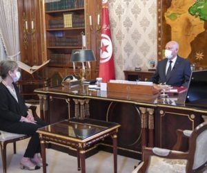Tunisia's President Kais Saied and newly appointed Prime Minister Raoudha Boudent Ramadhane