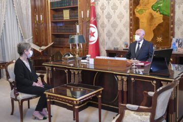 Tunisia's President Kais Saied and newly appointed Prime Minister Raoudha Boudent Ramadhane
