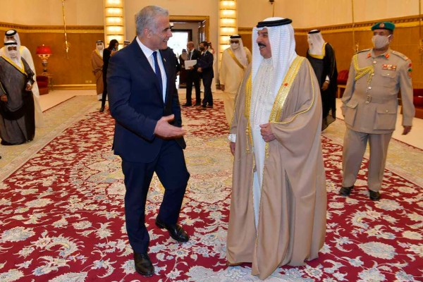 Lapid inaugurates embassy in Bahrain, Iran calls visit ‘stain that cannot be erased’