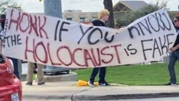 Antisemitic rally in Texas: ‘Honk if you know the Holocaust is fake’