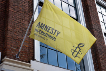 Amsterdam,,Netherlands,12,April,2019;,Flag,Of,Amnesty,International,In