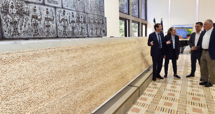 World’s biggest matzah displayed at President Herzog’s residence in Jerusalem