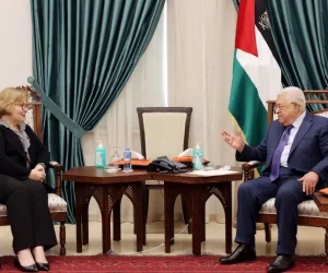 Barbara Leaf and Mahmoud Abbas