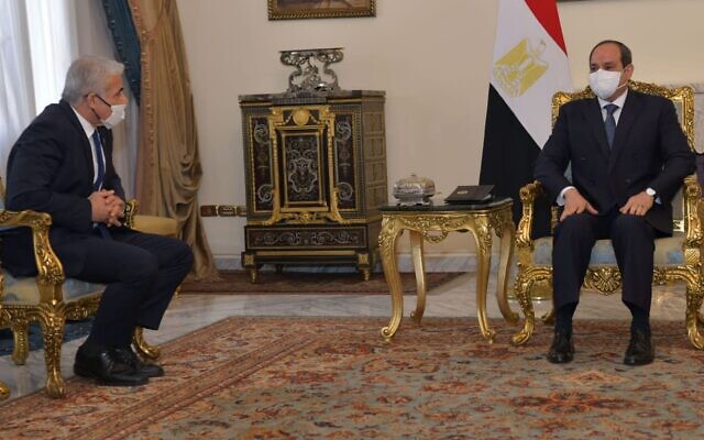 Lapid, Sisi talk Israel-Palestinian peace, but goals seem to differ