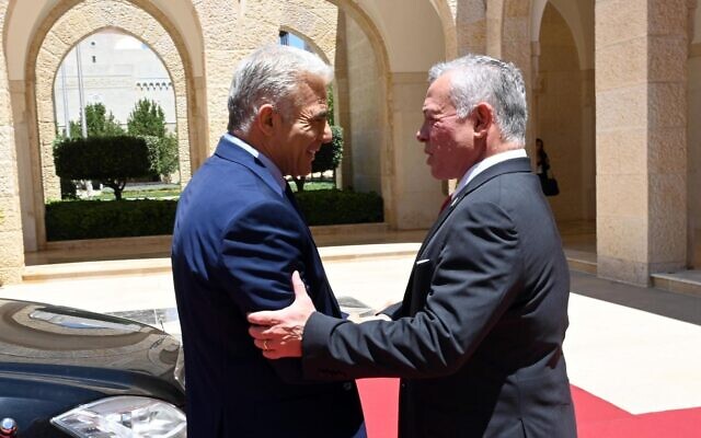 ‘Long and warm meeting’: Lapid visits King Abdullah in Amman