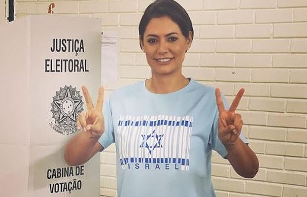Wife of Brazil’s Bolsonaro wears Israeli flag T-shirt to vote