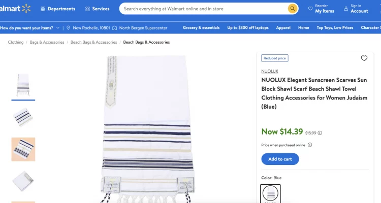 Walmart yanks ‘chic’ scarves mimicking Jewish prayer shawl from eCommerce site