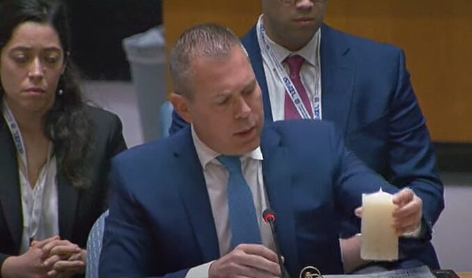 Israeli envoy blasts UN, honors fallen IDF soldiers and terror victims before walking out