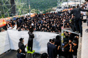 Ultra orthodox jews attend Lag Baomer celebrations, in Meron on May 8, 2023. Photo by Ultra orthodox jews attend Lag Baomer celebrations, in Meron on May 8, 2023. Photo by David Cohen/Flash90